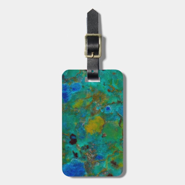 Blå klipp Chrysocolla Bagagebricka (Vertikal Framsida)
