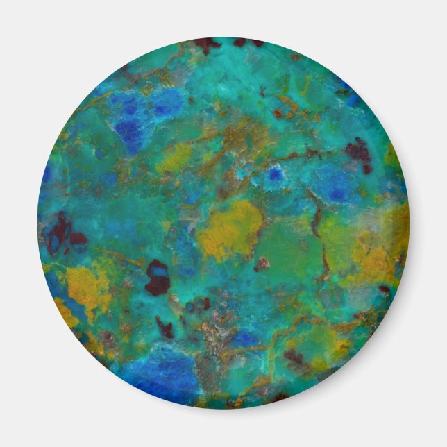 Blå klipp Chrysocolla Magnet (Framsidan)