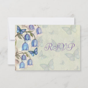 Blå klocka fjärilar vårblommig bröllops-RSVP OSA Kort