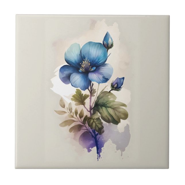 Blå klocka vattenfärg Blommig Kök Badrum   Kakelplatta (Framsidan)
