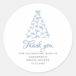 Blå Klotterband Julgran Bröllopsdusch Runt Klistermärke