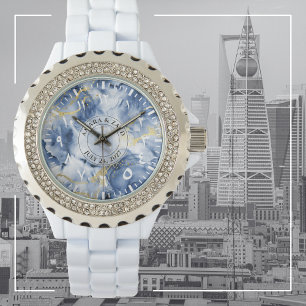 Blå kloturklocka med arabiska siffror – Elegant Armbandsur