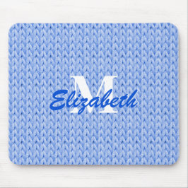 Blå knallad Struktur-mus med monogram Musmatta