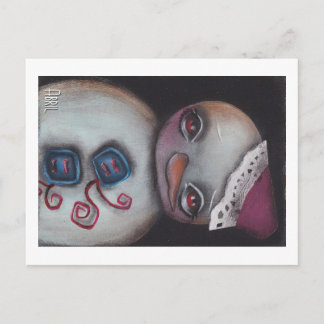 Blå knapp Snöman Vykort