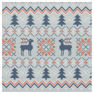 Blå knölpårare Reindeer Mönster Tyg