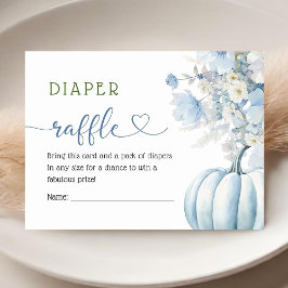 Blå knumpkin Baby Shower Boy Fall Diaper Raffle Tilläggskort