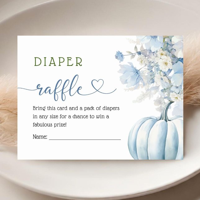 Blå knumpkin Baby Shower Boy Fall Diaper Raffle Tilläggskort (Skapare uppladdad)