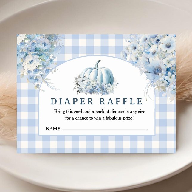 Blå knumpkin Baby Shower Fall Diaper Raffle Tilläggskort (Skapare uppladdad)