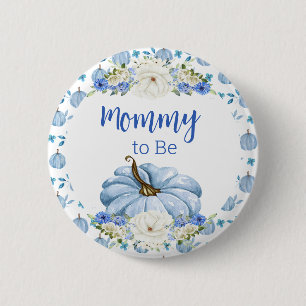 Blå knumpkin Baby Shower Pin - Mamma att vara Knapp