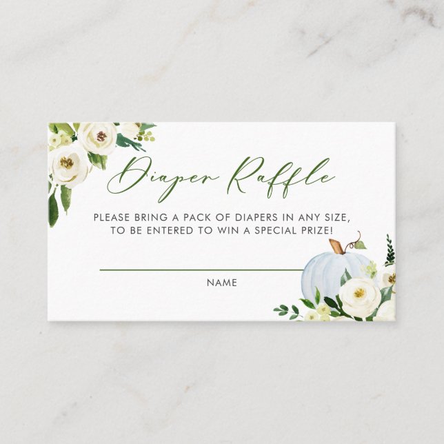 Blå knumpkin-babyskor Speldykning Raffle-kort Visitkort (Framsida)