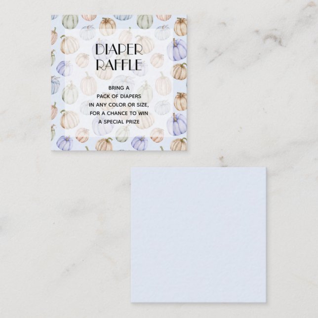 Blå knumpkin Boy Shower Raffle Tilläggskort (Fram/baksida)