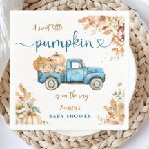 Blå knumpkin Lastbil Baby Shower Fall Party Papper