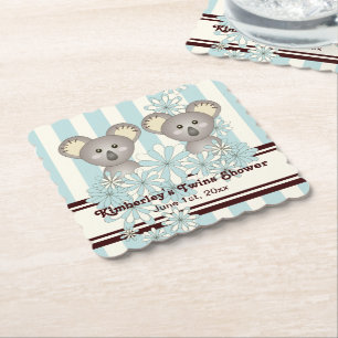 Blå Koala Tvilling Pojke Baby Shower / Barnkalas Underlägg Papper