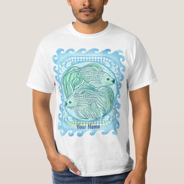 Blå Koi Fisk t-shirt (Framsida)