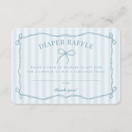 Blå kokett båge pastell baby shower blöja lotteri tilläggskort