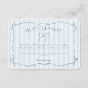 Blå kokett båge pastell baby shower blöja lotteri tilläggskort