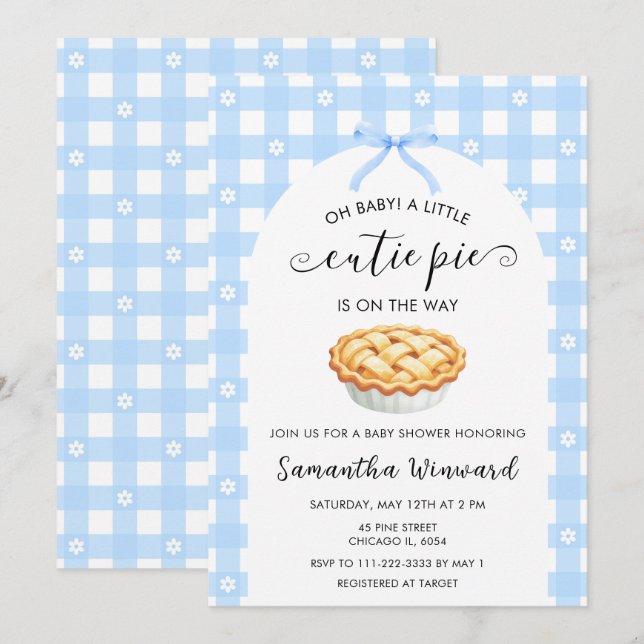 Blå Kokett Sötnos Baby Shower Inbjudningar (Fram/baksida)
