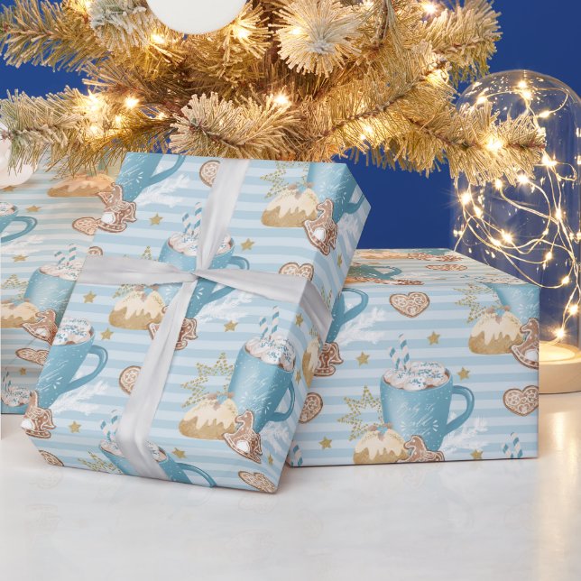 Blå Kokos & Gingerbread Kulkakor Mönster Presentpapper (Helgdagar)
