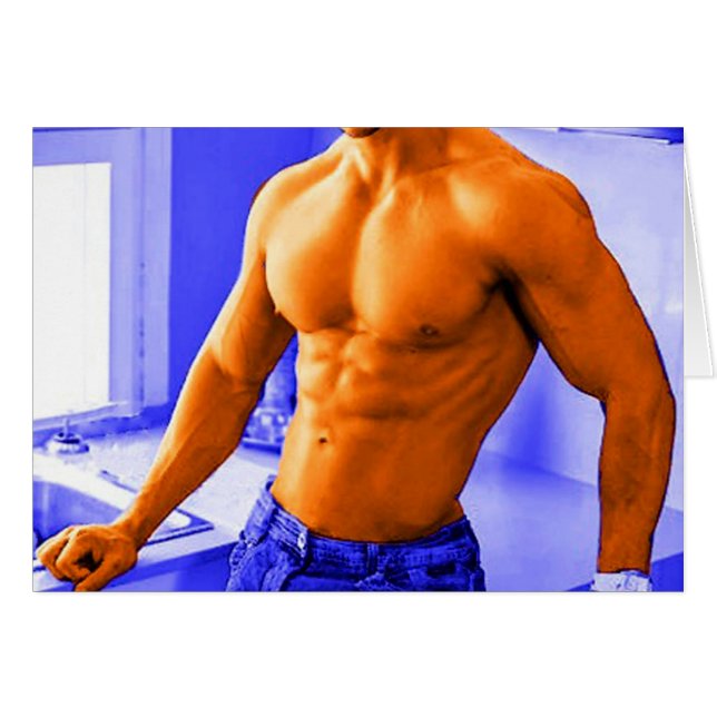 BLÅ köksnygg man Hälsningskort (Framsidan Horizontal)