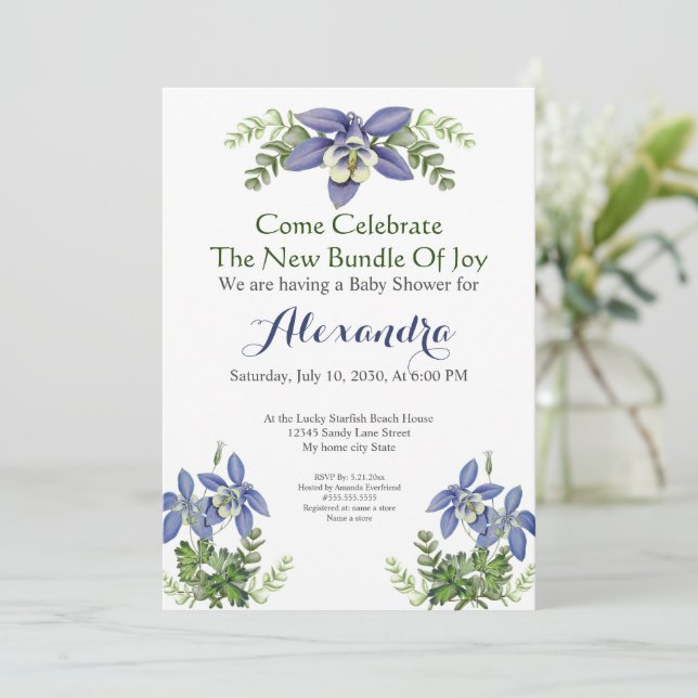 Blå kolumbine Blommigt Pojke Shower (Stående Fram)