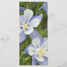 Blå kolumbine Flowers Bröllop Menu Meny