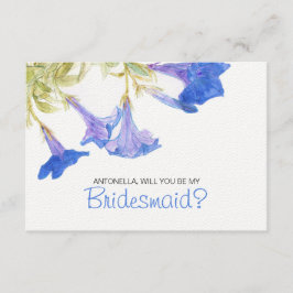 Blå kommer du bli min Bridesmaid Blåa blommor Inbjudningar