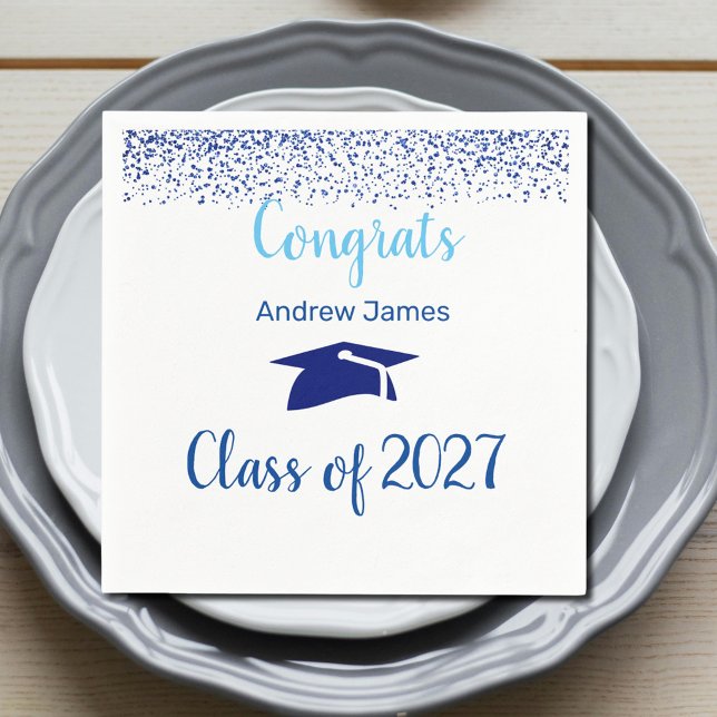 blå konfetti 2027  examen  -  Grattis  Pappersservett (Skapare uppladdad)