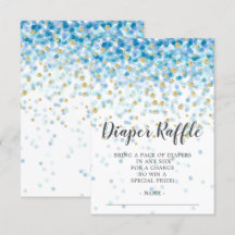 Blå konfetti babyskor, blöjare Raffle Biljett