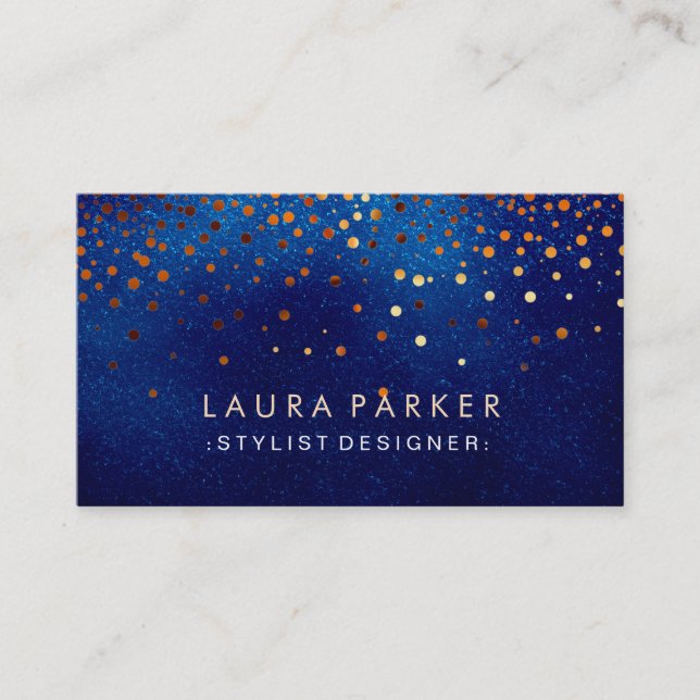 Blå konfetti Glitter Elegant Himlar Visitkort (Framsida)