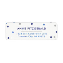 Blå konfetti-Returetiketter