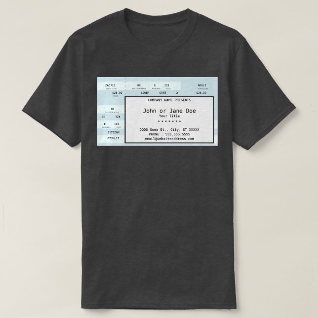 blå konsert biljett tee shirt (Design framsida)