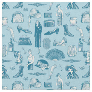 Blå konst deco 1920 s flapper glamor feminin tyg