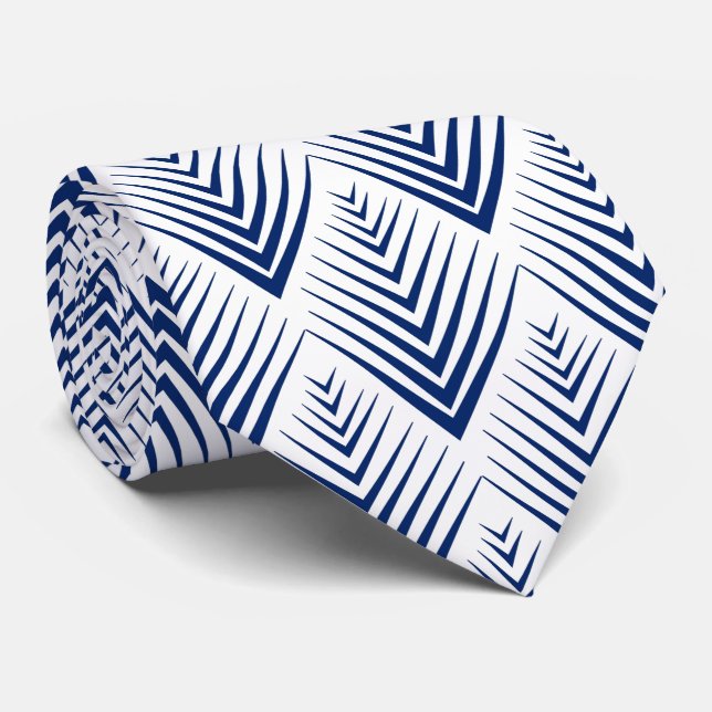 Blå konst Deco Fläkt Flowers Mönster Slips (Rullad)