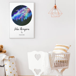 Blå konstellation Capricorn Horoscope Sign Gift Poster