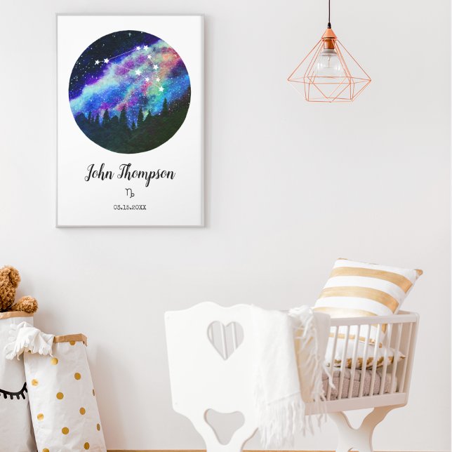 Blå konstellation Capricorn Horoscope Sign Gift Poster (Skapare uppladdad)