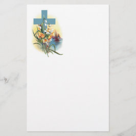 Blå Kor med blommor och båtar Brevpapper