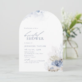 Blå korall och stranden på stranden, temat Möhippa Inbjudningar