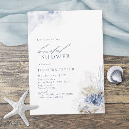 Blå korall och stranden på stranden, temat Möhippa Inbjudningar