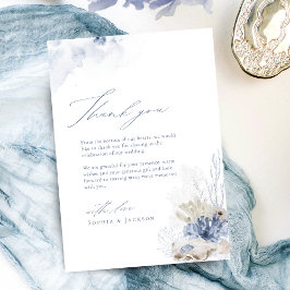 Blå korall och stranden på stranden, temat Tack Kort