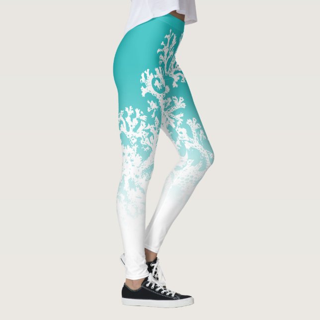 Blå korallgrafik leggings (Höger)
