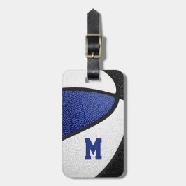 Blå korgerlaget färg monogrammat bagagebricka