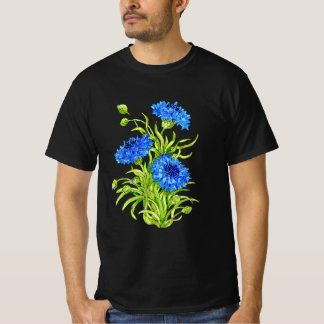 Blå Kornblomma Botanisk Blomma Natur T-Shirt