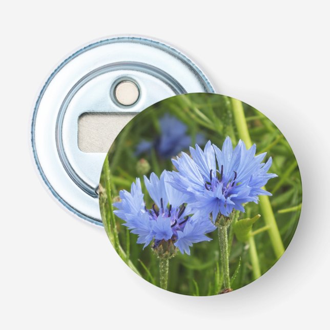 blå kornblomma flasköppnare (Framsidan)