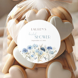 Blå Kornblomma Hortensia Bröllopsfest Runt Klistermärke