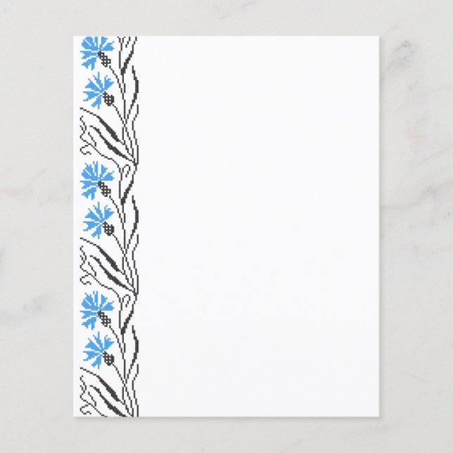 Blå kornblomma, kor-stygn flygblad (Framsidan)