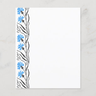 Blå kornblomma, kor-stygn flygblad