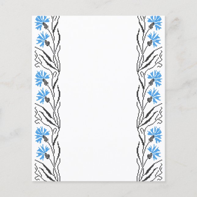 Blå kornblomma, kor-stygn flygblad (Framsidan)
