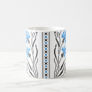 Blå kornblomma, kor-stygn kaffemugg