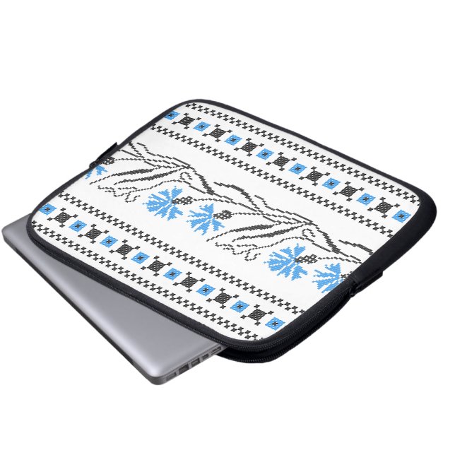 Blå kornblomma, kor-stygn laptop fodral (Framre botten)