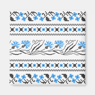 Blå kornblomma, kor-stygn magnet